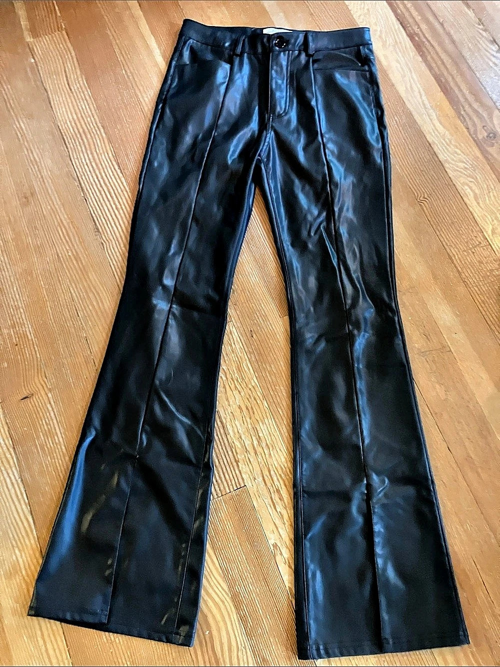 REDIAL Premium Denim Collection Black Flare Pants Size Large Like New waist 16 ‘